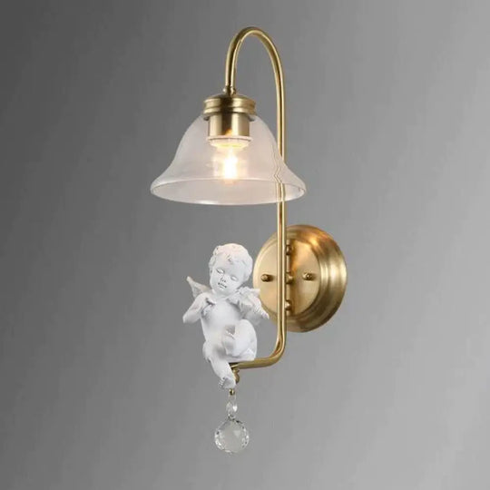 All Copper Personality North American Country Crystal Garden Angel Wall Lamp Bedside Living Room