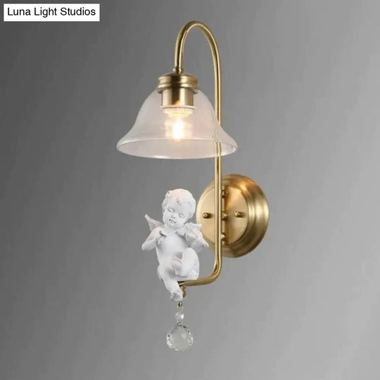 All Copper Personality North American Country Crystal Garden Angel Wall Lamp Bedside Living Room