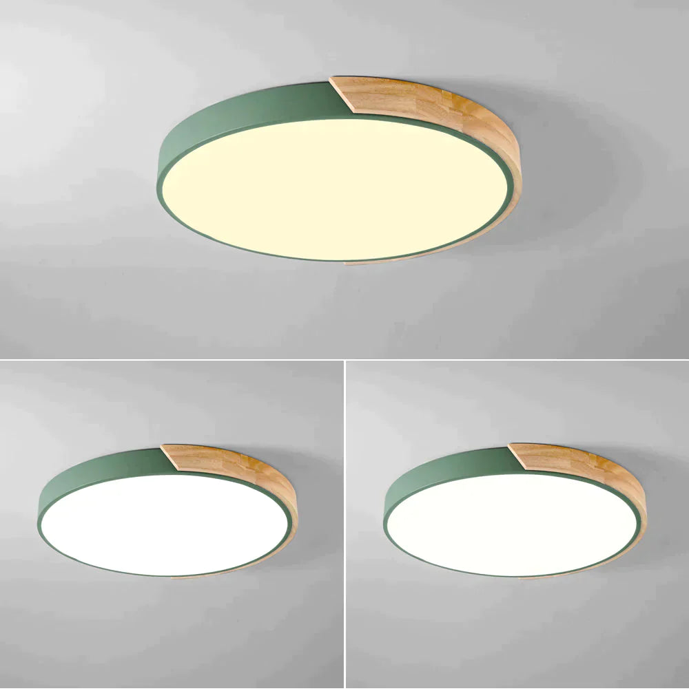 Allison - Nordic Wood Led Ceiling Lights Modern Colorful Bedroom Lamps Round Thin Plafondlamp