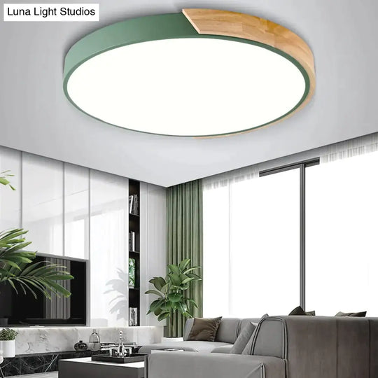 Allison - Nordic Wood Led Ceiling Lights Modern Colorful Bedroom Lamps Round Thin Plafondlamp