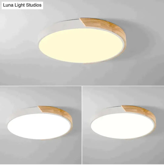 Allison - Nordic Wood Led Ceiling Lights Modern Colorful Bedroom Lamps Round Thin Plafondlamp