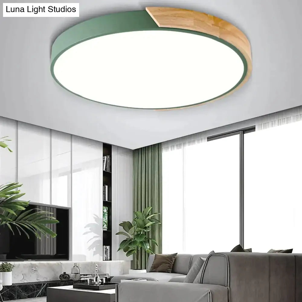 Allison - Nordic Wood Led Ceiling Lights Modern Colorful Bedroom Lamps Round Thin Plafondlamp