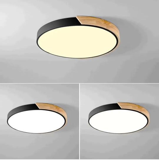 Allison - Nordic Wood Led Ceiling Lights Modern Colorful Bedroom Lamps Round Thin Plafondlamp