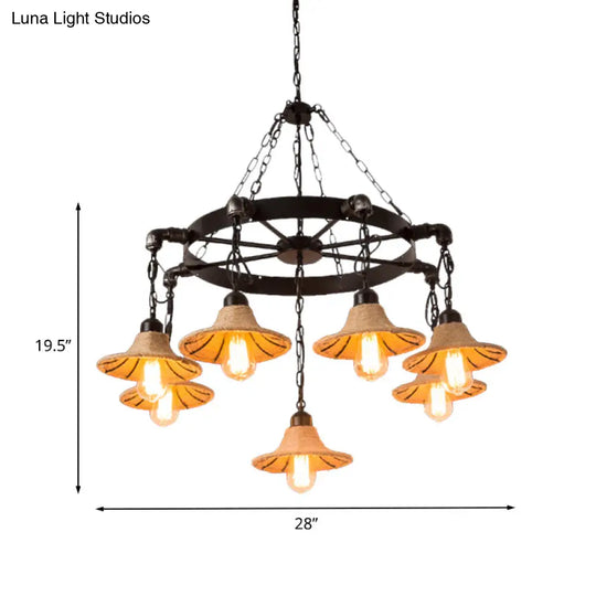 Almach - Stylish Warehouse Chandelier Light: Beige Metal Hanging Lamp With