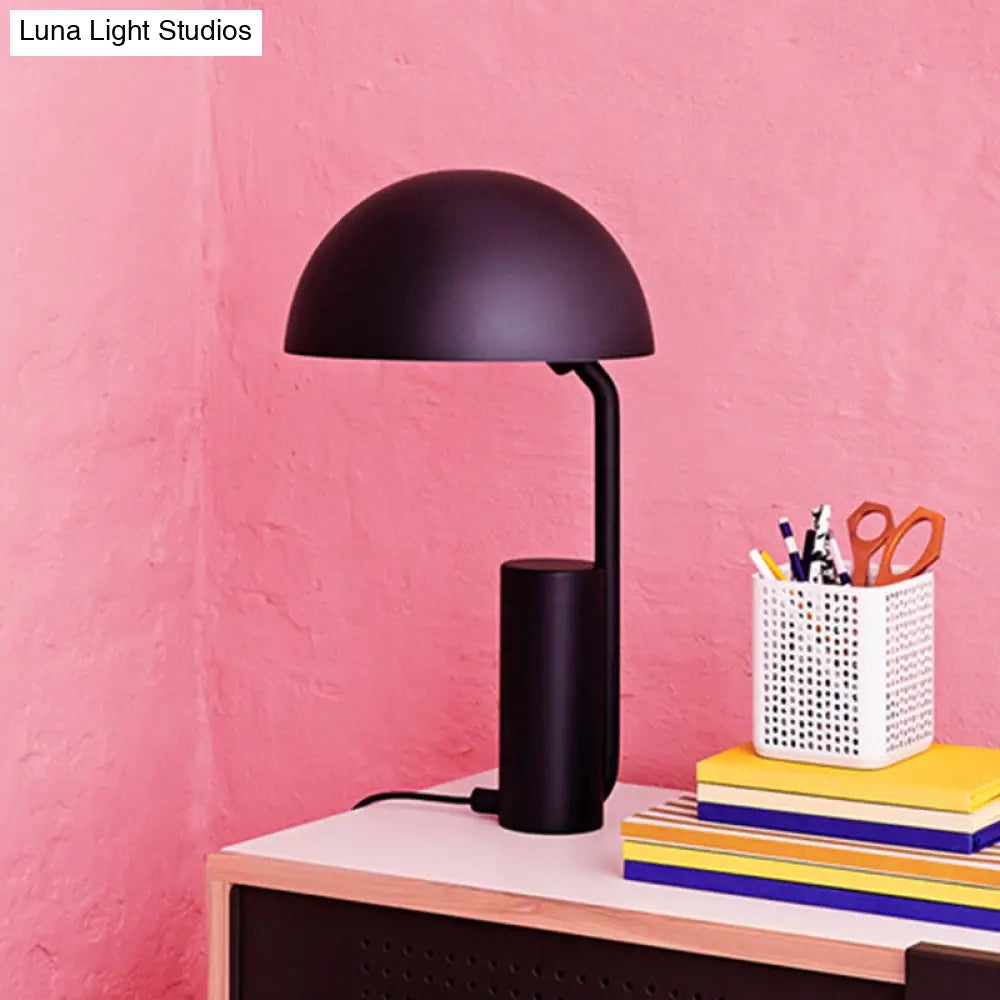 Modernist Dome Iron Night Task Lighting 1-Light Black/White/Pink Desk Light With Cylinder Base