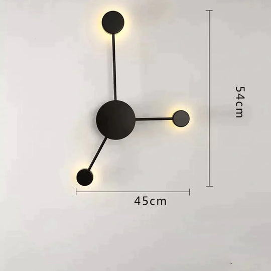 Alora | Modern Sputnik Led Wall Light Black 3 Heads / Warm White Lamp