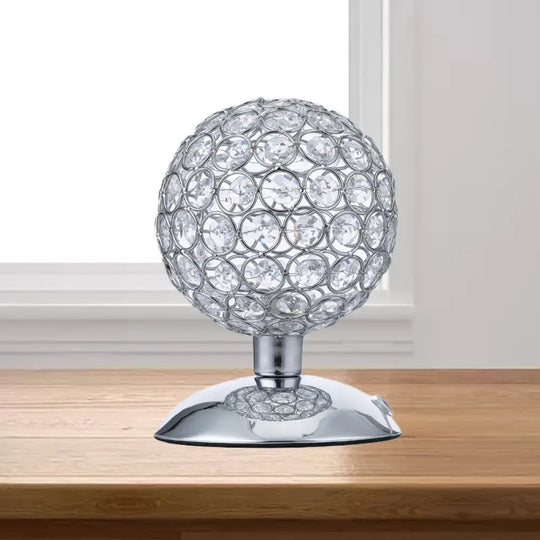 Alrakis - Sphere Night Table Light Modern Crystal-Encrusted Shade 1 Bulb Chrome Small Desk Lamp