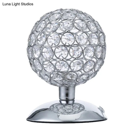 Alrakis - Sphere Night Table Light Modern Crystal-Encrusted Shade 1 Bulb Chrome Small Desk Lamp