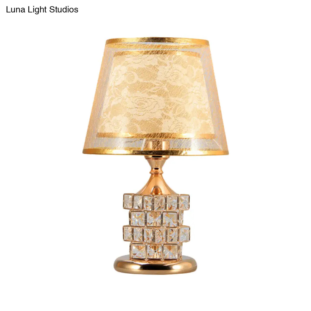 Alsciaukat - Elegant Gold/Silver Floral Table Light With Crystal Blocks