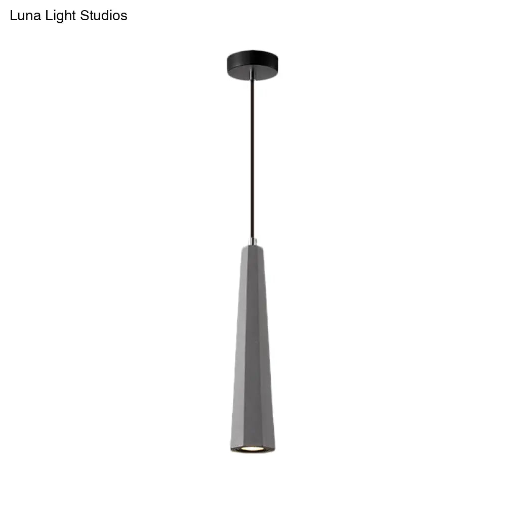 Alshain - Nordic 1 Light Pendant Lighting With Concrete Shade Black/Grey/Brown Tapered Hanging