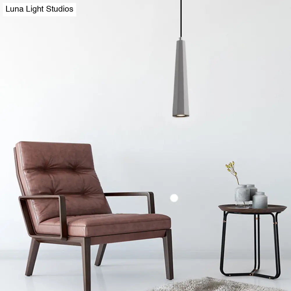 Alshain - Nordic 1 Light Pendant Lighting With Concrete Shade Black/Grey/Brown Tapered Hanging