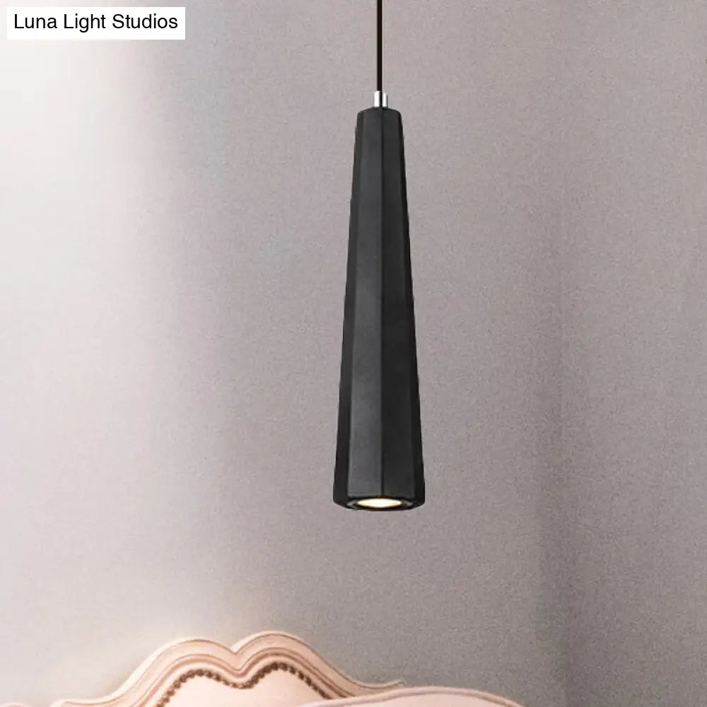 Alshain - Nordic 1 Light Pendant Lighting With Concrete Shade Black/Grey/Brown Tapered Hanging