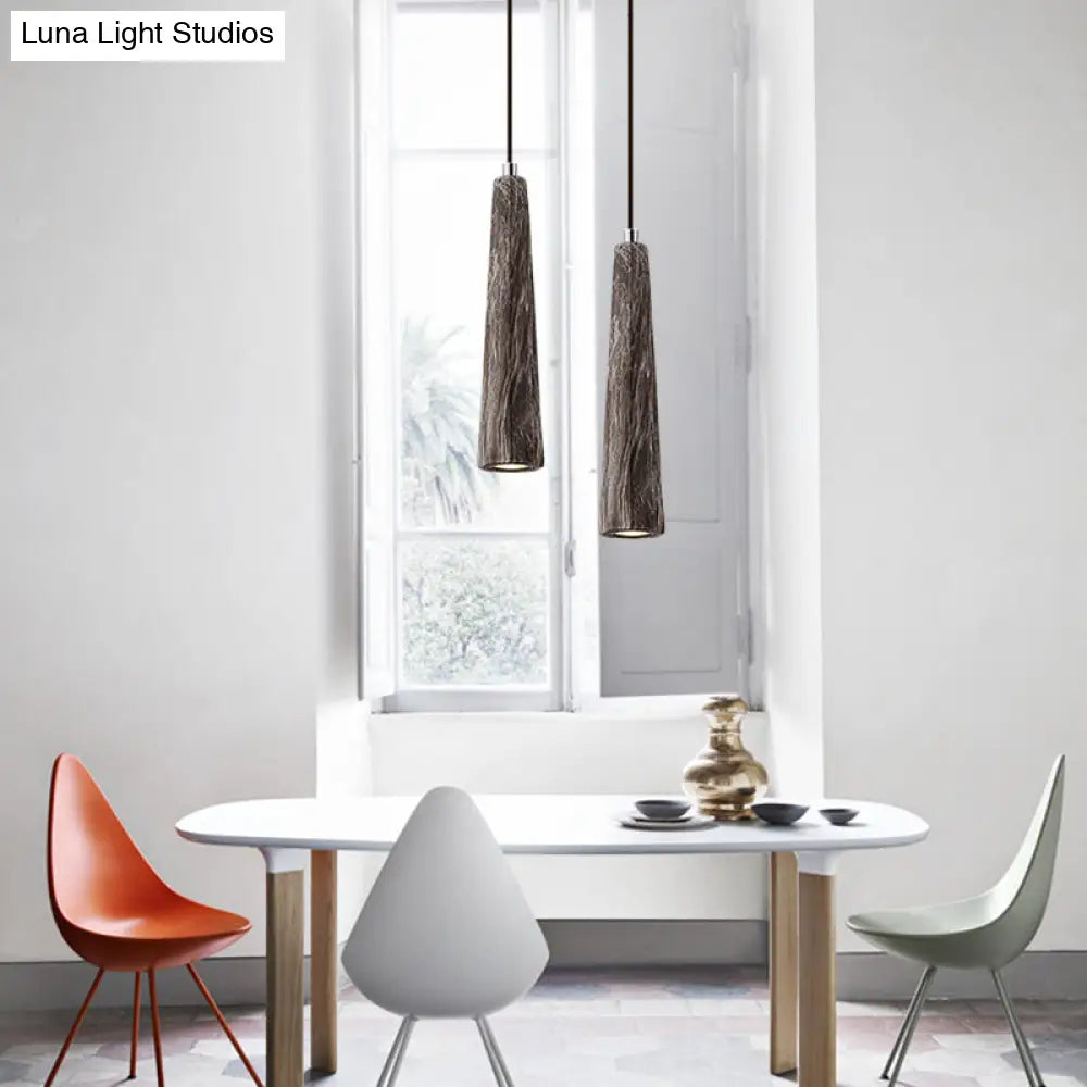 Alshain - Nordic 1 Light Pendant Lighting With Concrete Shade Black/Grey/Brown Tapered Hanging