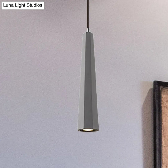 Alshain - Nordic 1 Light Pendant Lighting With Concrete Shade Black/Grey/Brown Tapered Hanging