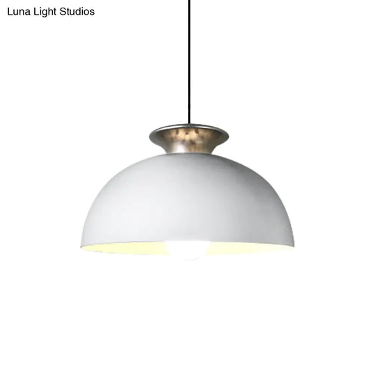 Aluminum Dome Pendant Lamp In Nordic Style - Grey/White 1 Light Snack Bar Suspension