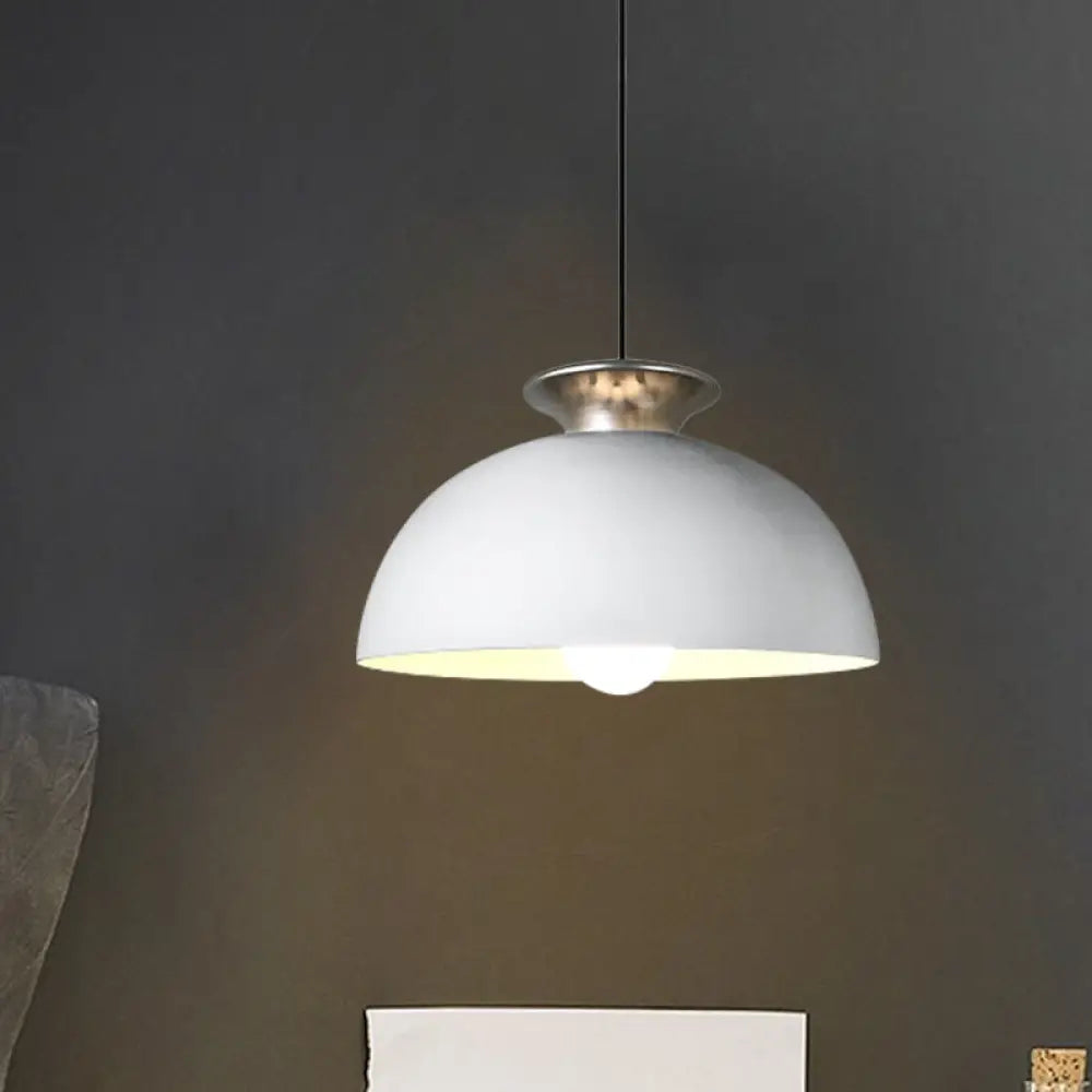 Aluminum Dome Pendant Lamp In Nordic Style - Grey/White 1 Light Snack Bar Suspension White