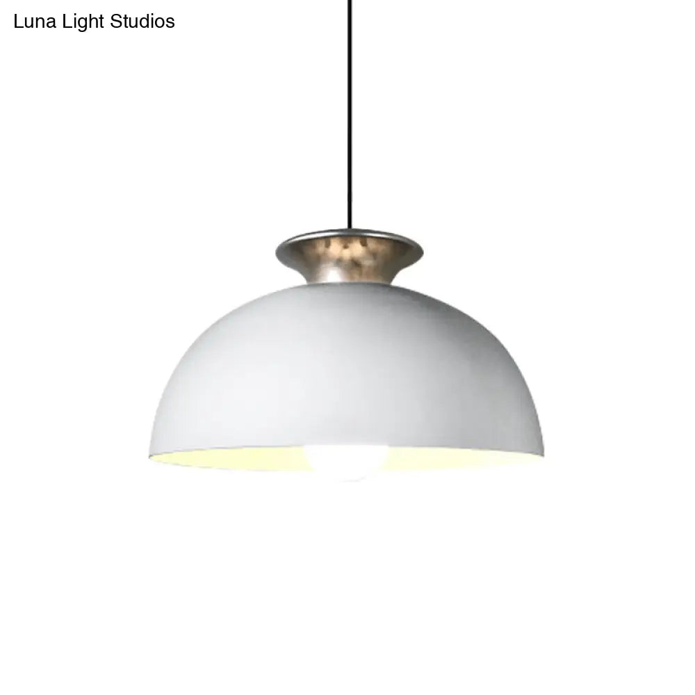 Nordic Style Aluminum Dome Pendant Lamp - Grey/White 1-Light Suspension For Snack Bars