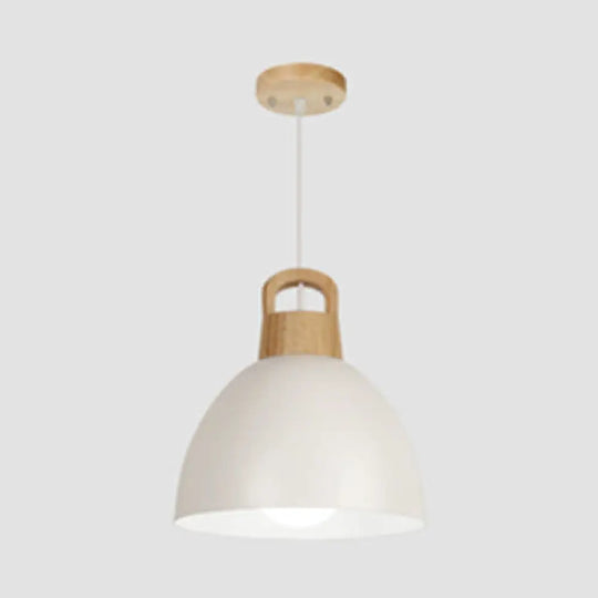 Aluminum Dome Pendant Macaron Hanging Lamp For Kitchen Corridor - 1 Bulb Lighting Solution White