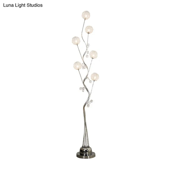 Aluminum Floor Light Art Decor Led Standing Lamp With Orb Design - Silver