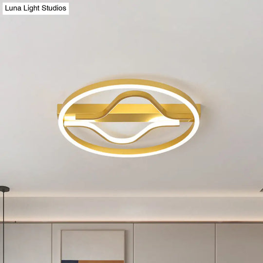 Aluminum Flush Mount Ceiling Light - Modernist Gold Led Surface Lamp (16/19.5) With Ripplet Central