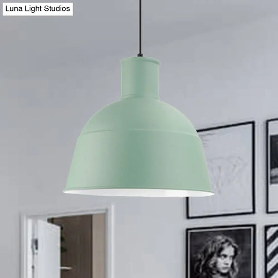 Aluminum Kindergarten Pendant Light - Macaron Loft Hanging Lamp One-Light Dining Room Bowl