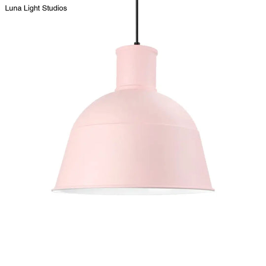 Aluminum Kindergarten Pendant Light - Macaron Loft Hanging Lamp One-Light Dining Room Bowl