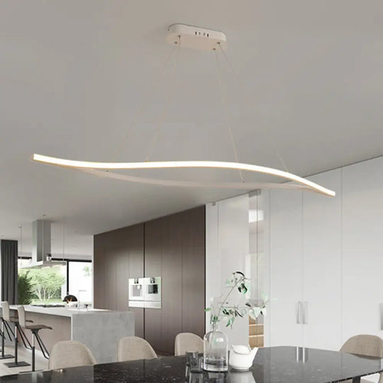 Aluminum Leaf Drop Pendant Led Island Lamp - Simplicity Black/White Warm/White Light 31.5/39 Wide