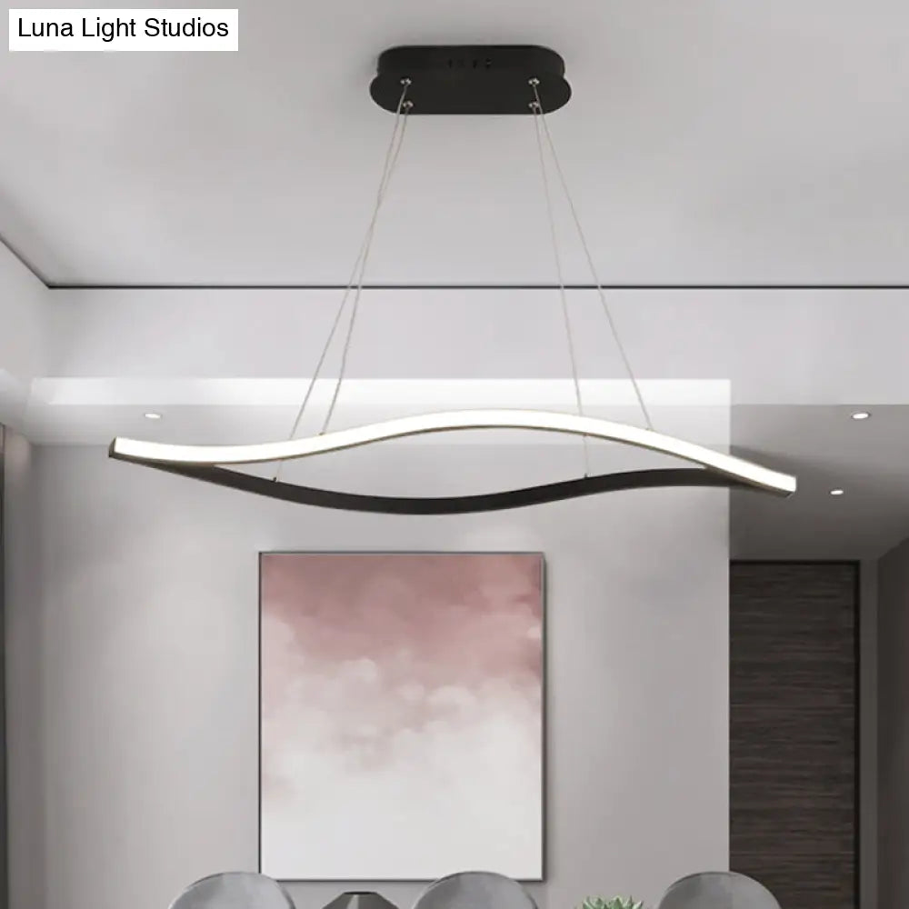 Aluminum Leaf Drop Pendant Led Island Lamp - Simplicity Black/White Warm/White Light 31.5/39 Wide