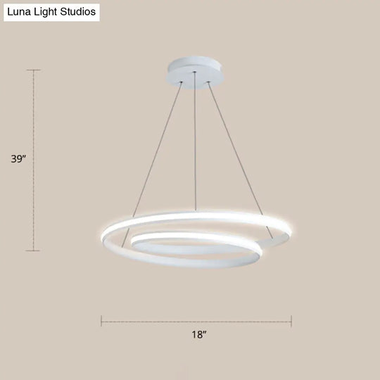 Minimalist Aluminum Led Chandelier - Loop Shape Dining Room Suspension Light White / 18 Warm