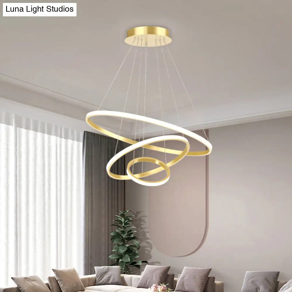 Aluminum Led Ring Chandelier - Perfect For Restaurant Lighting Gold / 3 Tiers 23.5