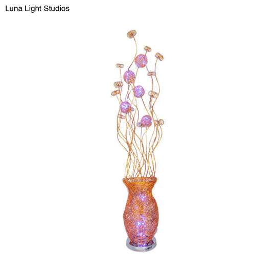 Aluminum Led Flower Reading Floor Lamp - Decorative Stand Up Lighting For Bedroom Red/Yellow/Blue