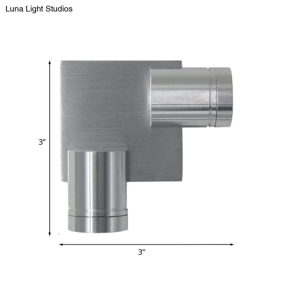 Aluminum Led Sconce Tube 2-Sided Wall Light Fixture In Brushed Silver For Bedside With