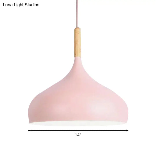 Aluminum Onion Pendant Lamp W/ 1 Light - Perfect For Meeting Rooms And Suspended Macaron Style