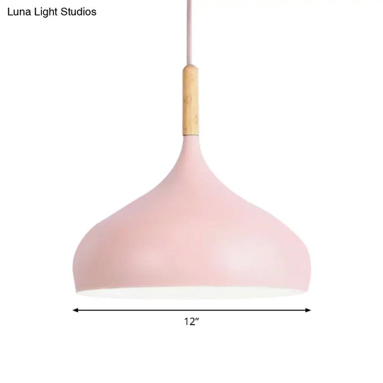 Aluminum Onion Pendant Lamp W/ 1 Light - Perfect For Meeting Rooms And Suspended Macaron Style