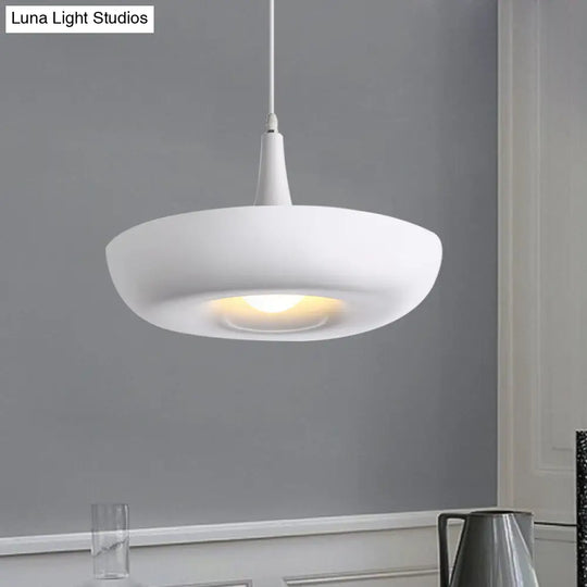 Trumpet Hanging Lamp: Nordic Pendant Ceiling Light With Curled Edge & Aluminum Construction - 1 Bulb