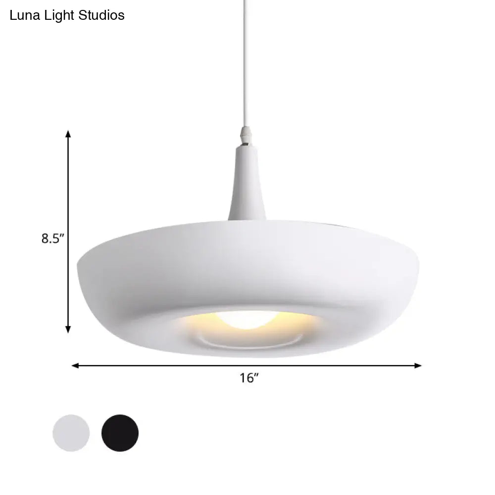 Trumpet Hanging Lamp: Nordic Pendant Ceiling Light With Curled Edge & Aluminum Construction - 1 Bulb