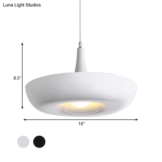 Trumpet Hanging Lamp: Nordic Pendant Ceiling Light With Curled Edge & Aluminum Construction - 1 Bulb