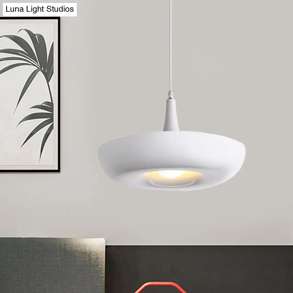 Trumpet Hanging Lamp: Nordic Pendant Ceiling Light With Curled Edge & Aluminum Construction - 1 Bulb