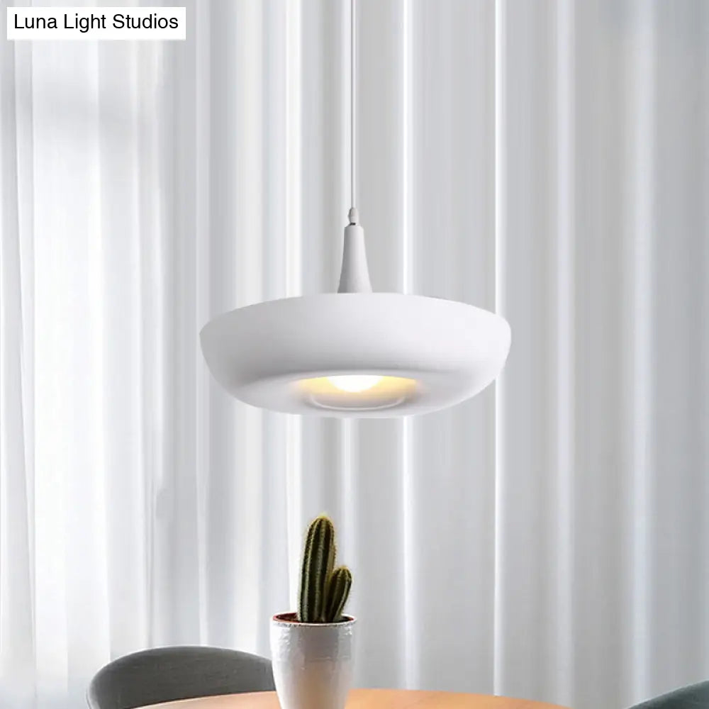 Trumpet Hanging Lamp: Nordic Pendant Ceiling Light With Curled Edge & Aluminum Construction - 1 Bulb