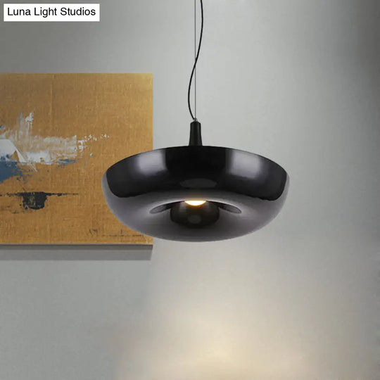 Trumpet Hanging Lamp: Nordic Pendant Ceiling Light With Curled Edge & Aluminum Construction - 1 Bulb