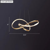 Aluminum Twist Chandelier With Led Artistic Gold Light For Dining Room Ceiling