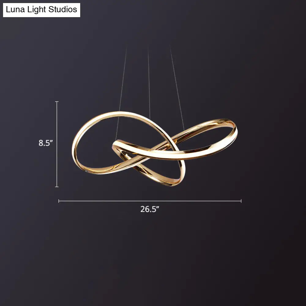 Aluminum Twist Chandelier With Led Artistic Gold Light For Dining Room Ceiling