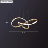 Aluminum Twist Chandelier With Led Artistic Gold Light For Dining Room Ceiling