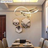 Aluminum Twist Chandelier With Led Artistic Gold Light For Dining Room Ceiling