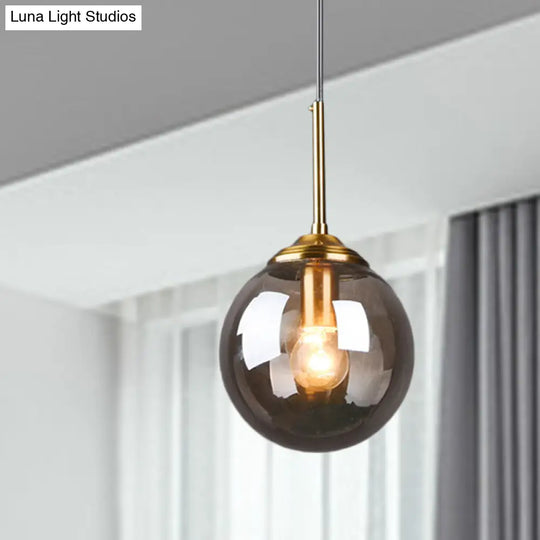 Amber/Clear/Smoke Gray Glass Globe Pendant Light For Contemporary Bedroom