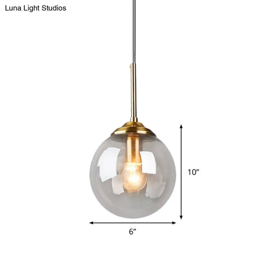 Amber/Clear/Smoke Gray Glass Globe Pendant Light For Contemporary Bedroom