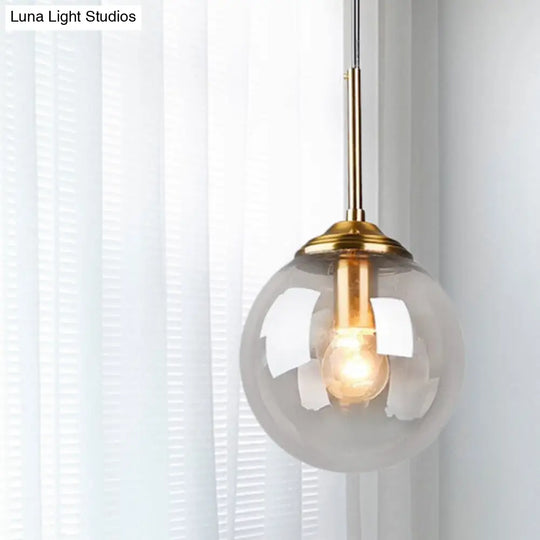 Globe Pendant Light Fixture With Amber Clear & Smoke Gray Glass For Bedroom