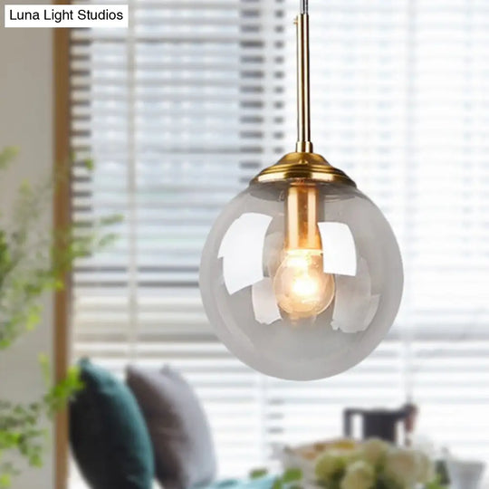 Globe Pendant Light Fixture With Amber Clear & Smoke Gray Glass For Bedroom