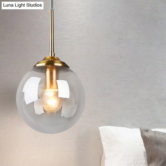 Globe Pendant Light Fixture With Amber Clear & Smoke Gray Glass For Bedroom