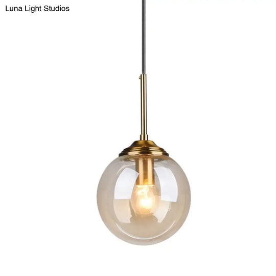 Globe Pendant Light Fixture With Amber Clear & Smoke Gray Glass For Bedroom